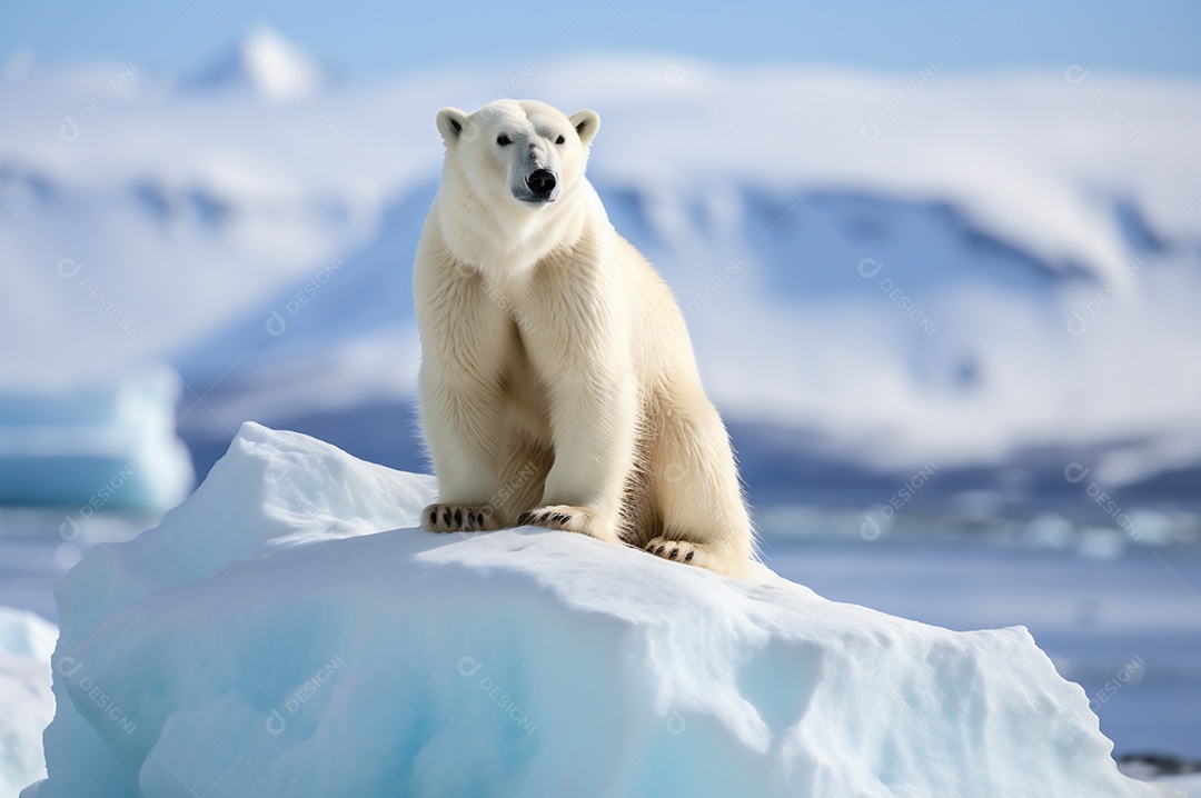 Urso polar no iceberg em seu habitat natural no círculo ártico