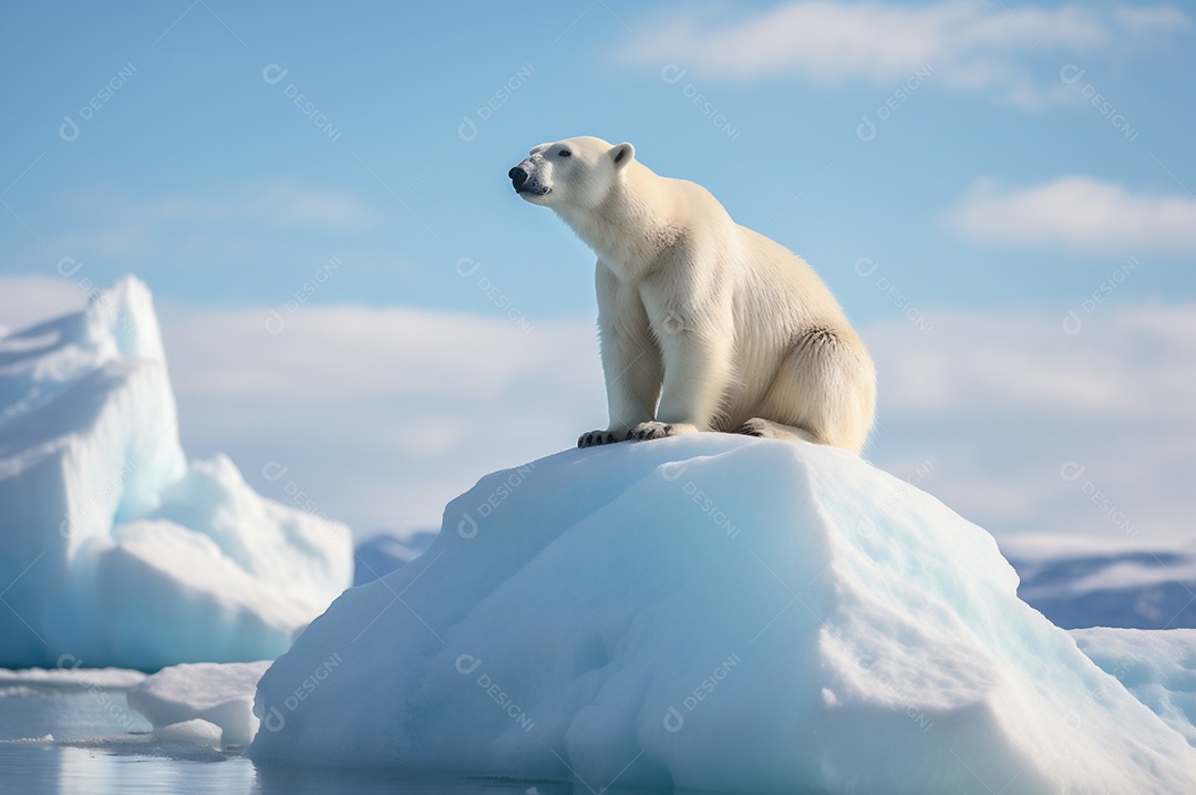 Urso polar no iceberg em seu habitat natural no círculo ártico
