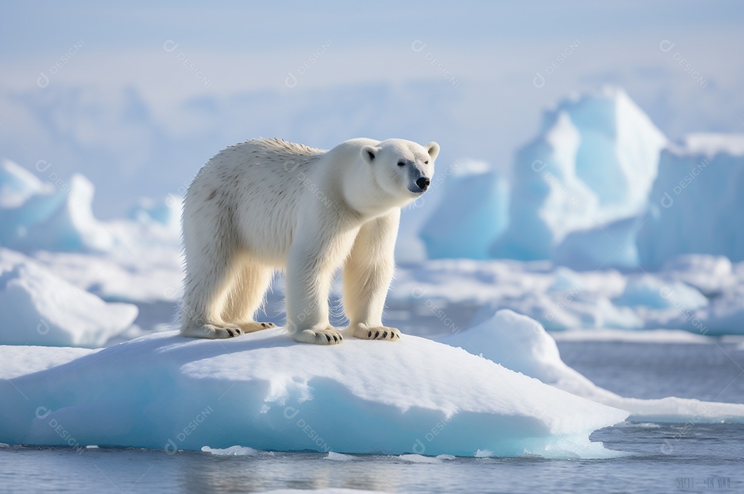 Urso polar no iceberg em seu habitat natural no círculo ártico