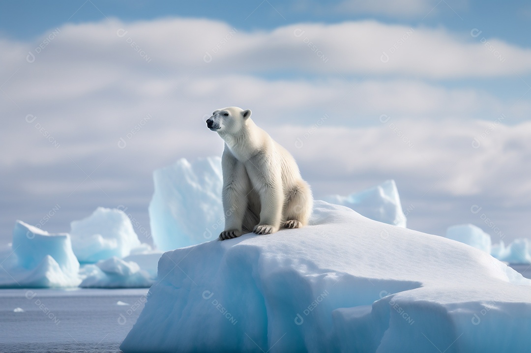 Urso polar no iceberg em seu habitat natural no círculo ártico