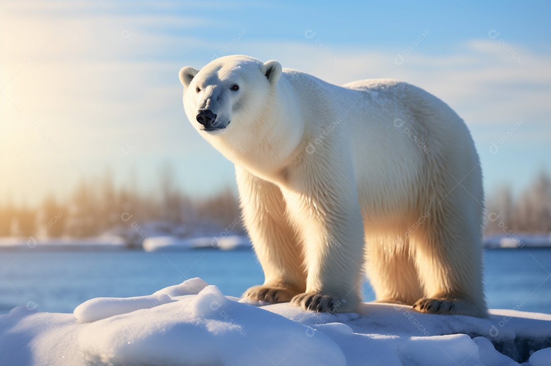 Urso polar no iceberg em seu habitat natural no círculo ártico