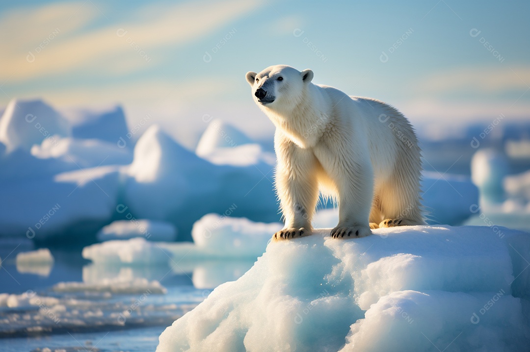 Urso polar no iceberg em seu habitat natural no círculo ártico