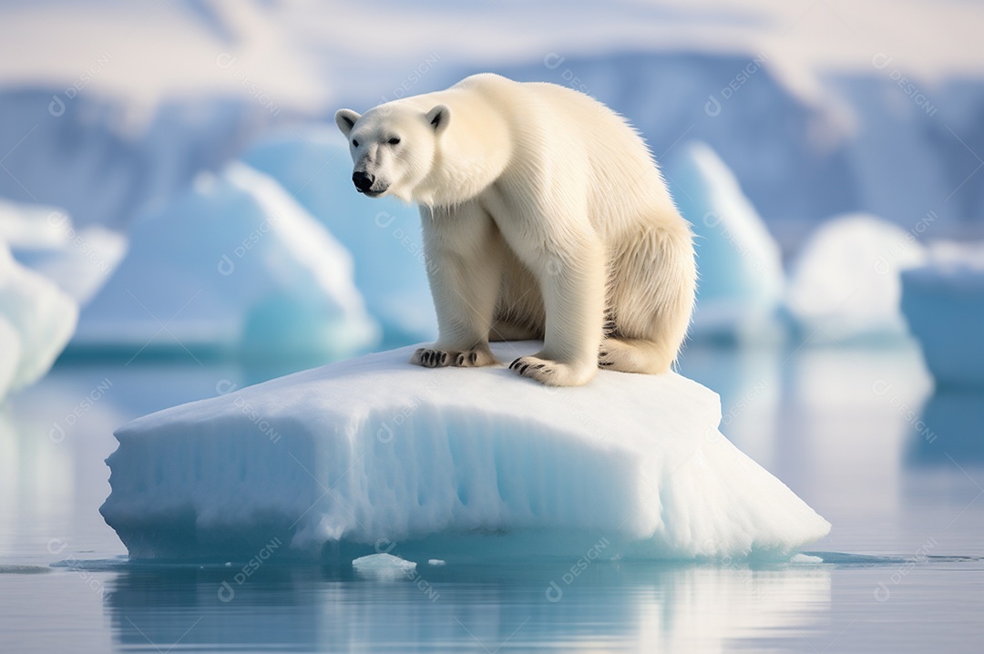 Urso polar no iceberg em seu habitat natural no círculo ártico