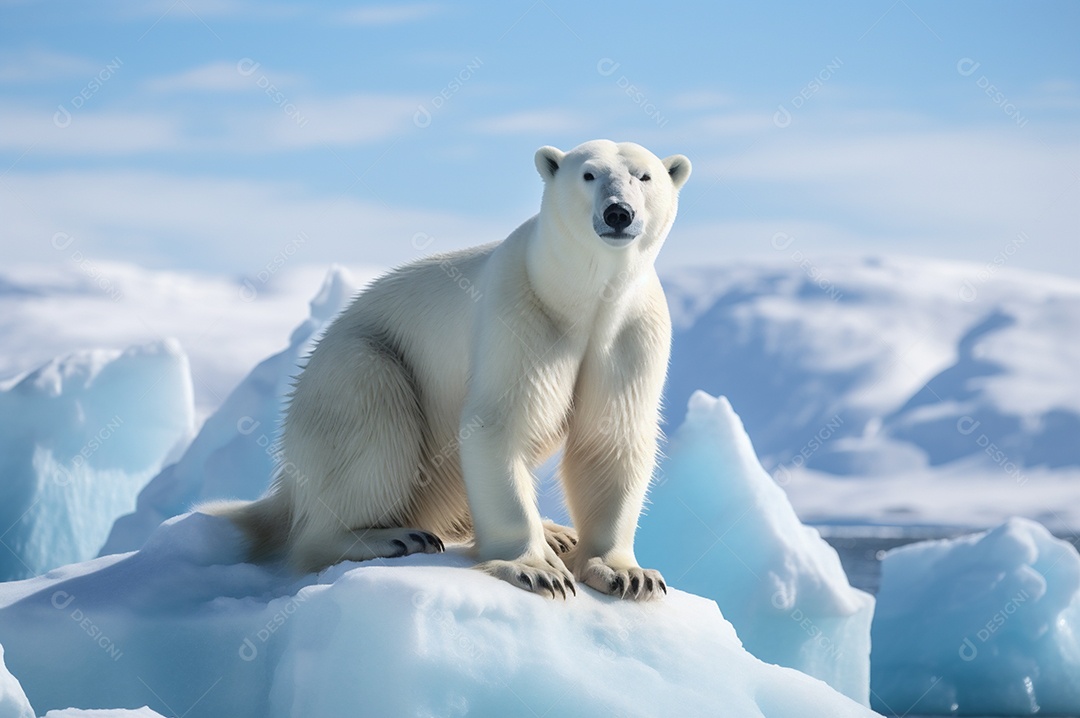 Urso polar no iceberg em seu habitat natural no círculo ártico