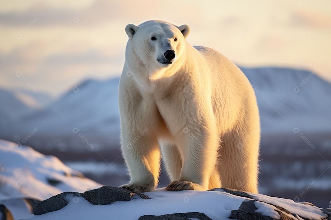 Urso polar no iceberg em seu habitat natural no círculo ártico