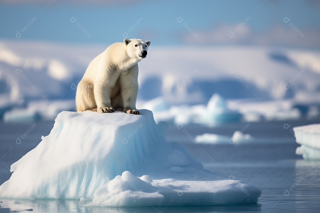 Urso polar no iceberg em seu habitat natural no círculo ártico