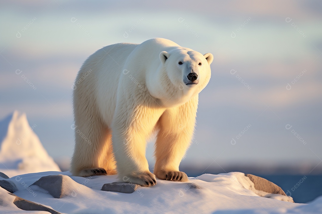 Urso polar no iceberg em seu habitat natural no círculo ártico