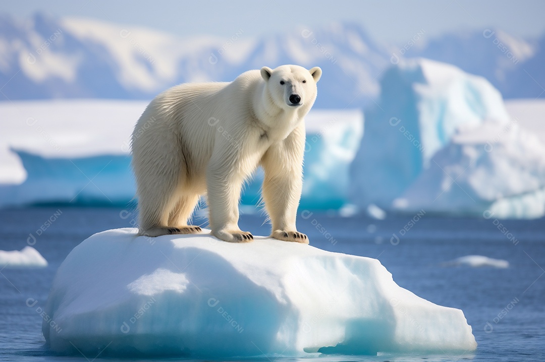 Urso polar no iceberg em seu habitat natural no círculo ártico