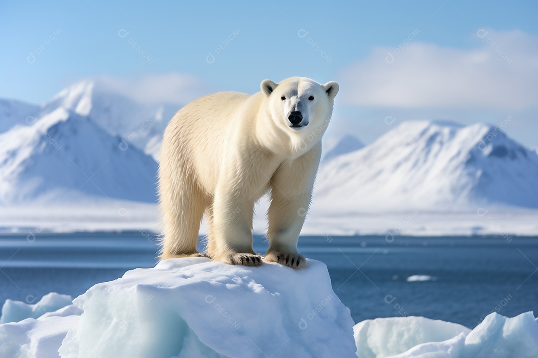 Urso polar no iceberg em seu habitat natural no círculo ártico