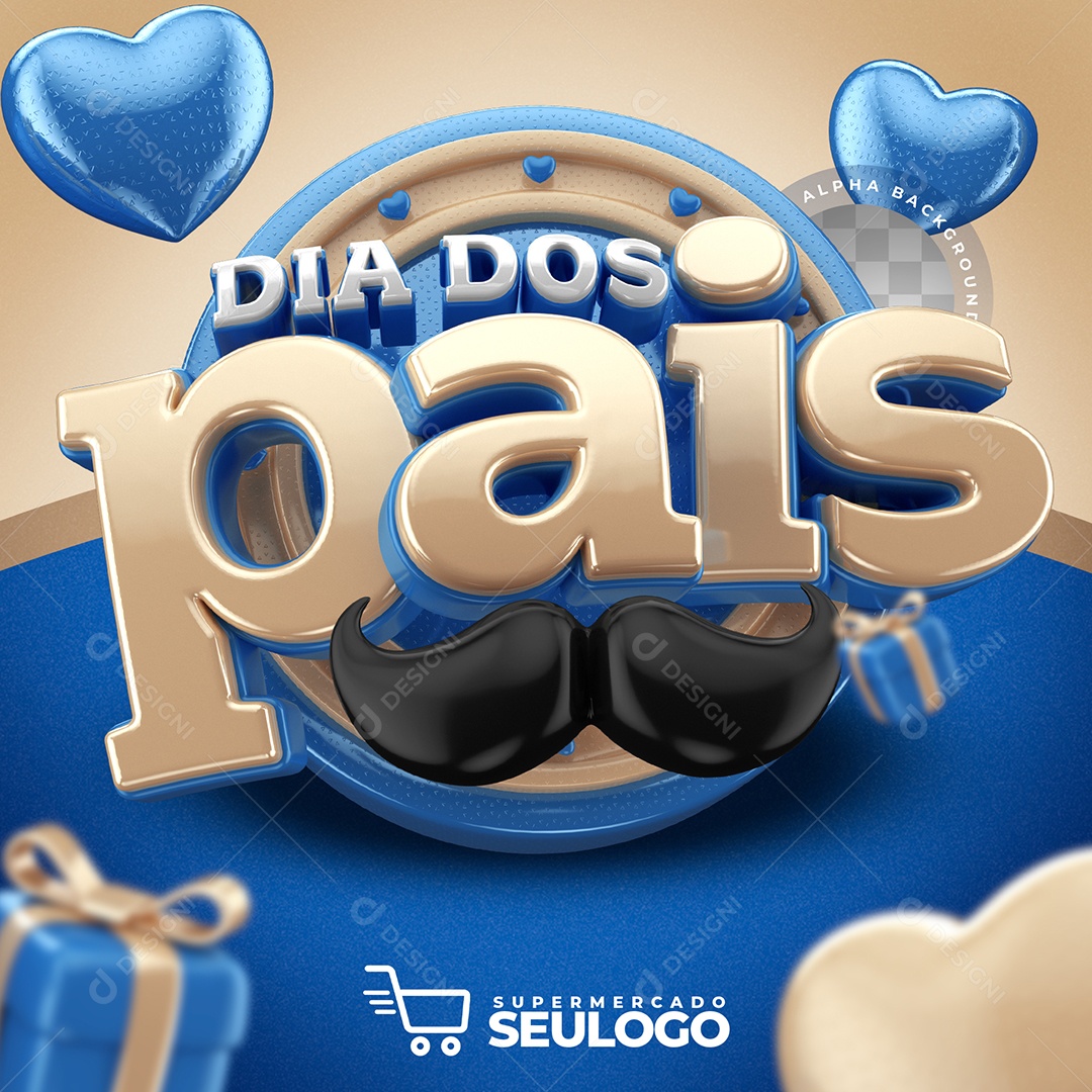 Dia dos Pais Selo 3D Composição PSD