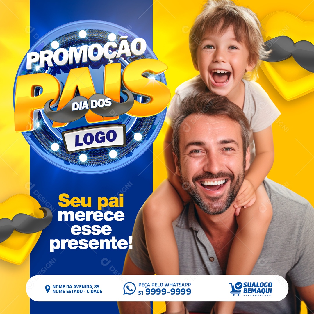 Social Media Promoção Dia Dos Pais Merece Esse Presente PSD Editável