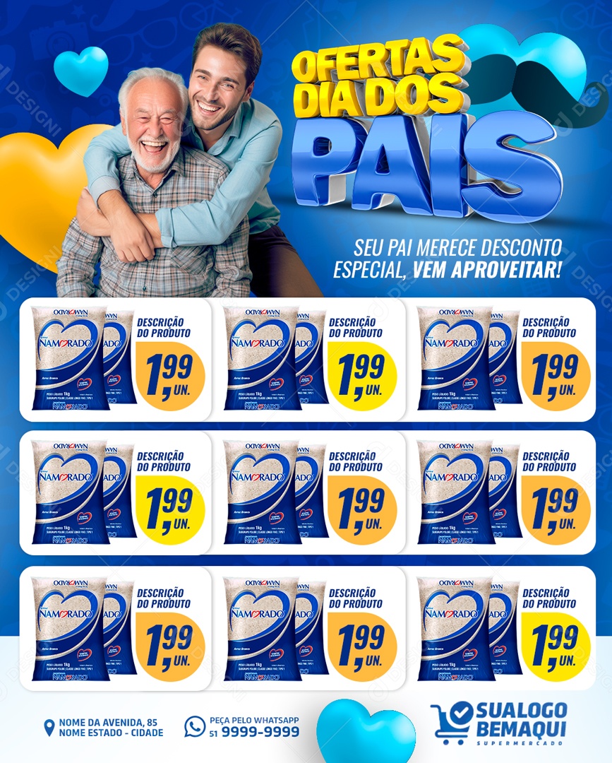 Social Media Encarte Ofertas Dia Dos Pais Supermercado PSD Editável