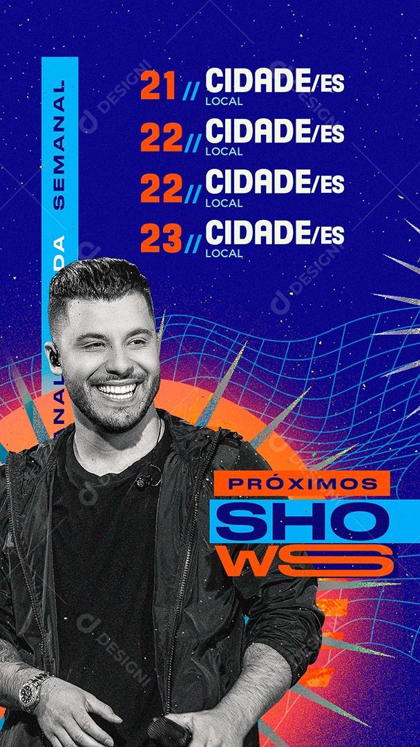 Social Media Flyer Story Próximos Shows Agenda Semanal Murilo Huff PSD Editável