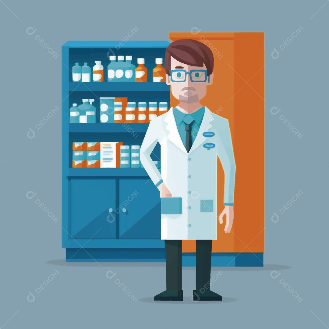 Farmacêutico Ilustração Vetor EPS