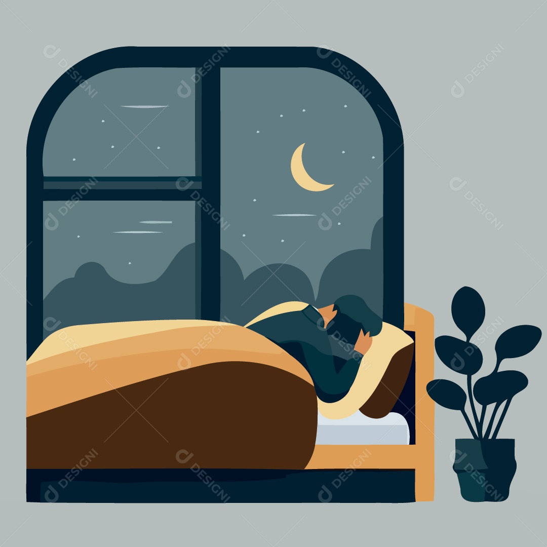 Ilustração de Personagem Dormindo Vetor EPS