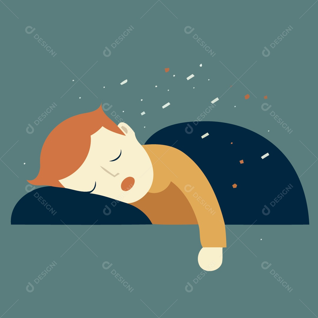 Ilustração de Personagem Dormindo Vetor EPS