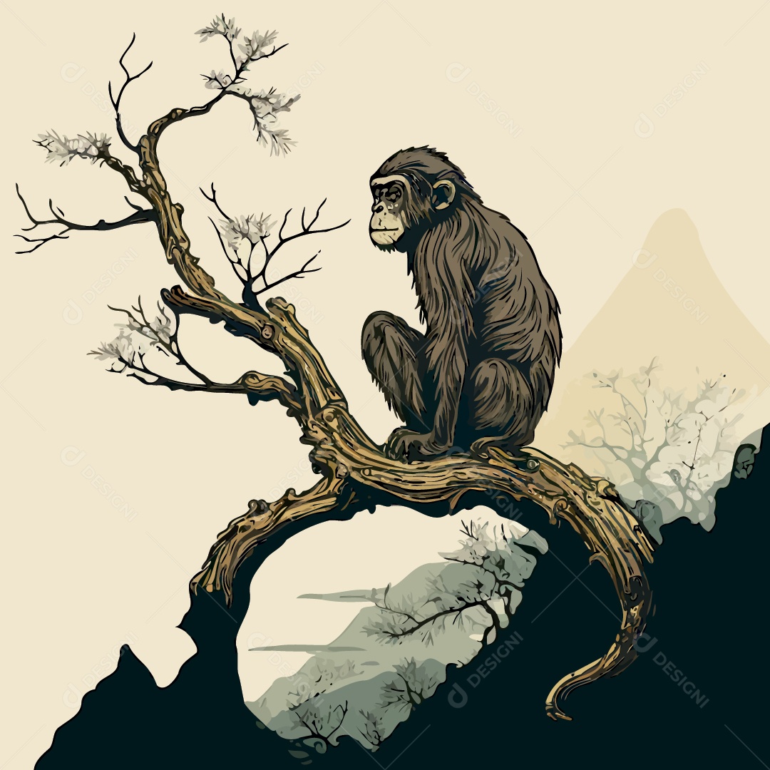 Chimpanzé Ilustração Vetor EPS