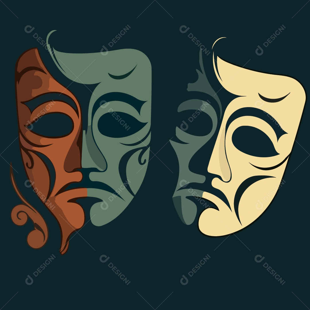 Máscara de Teatro Ilustração Vetor EPS