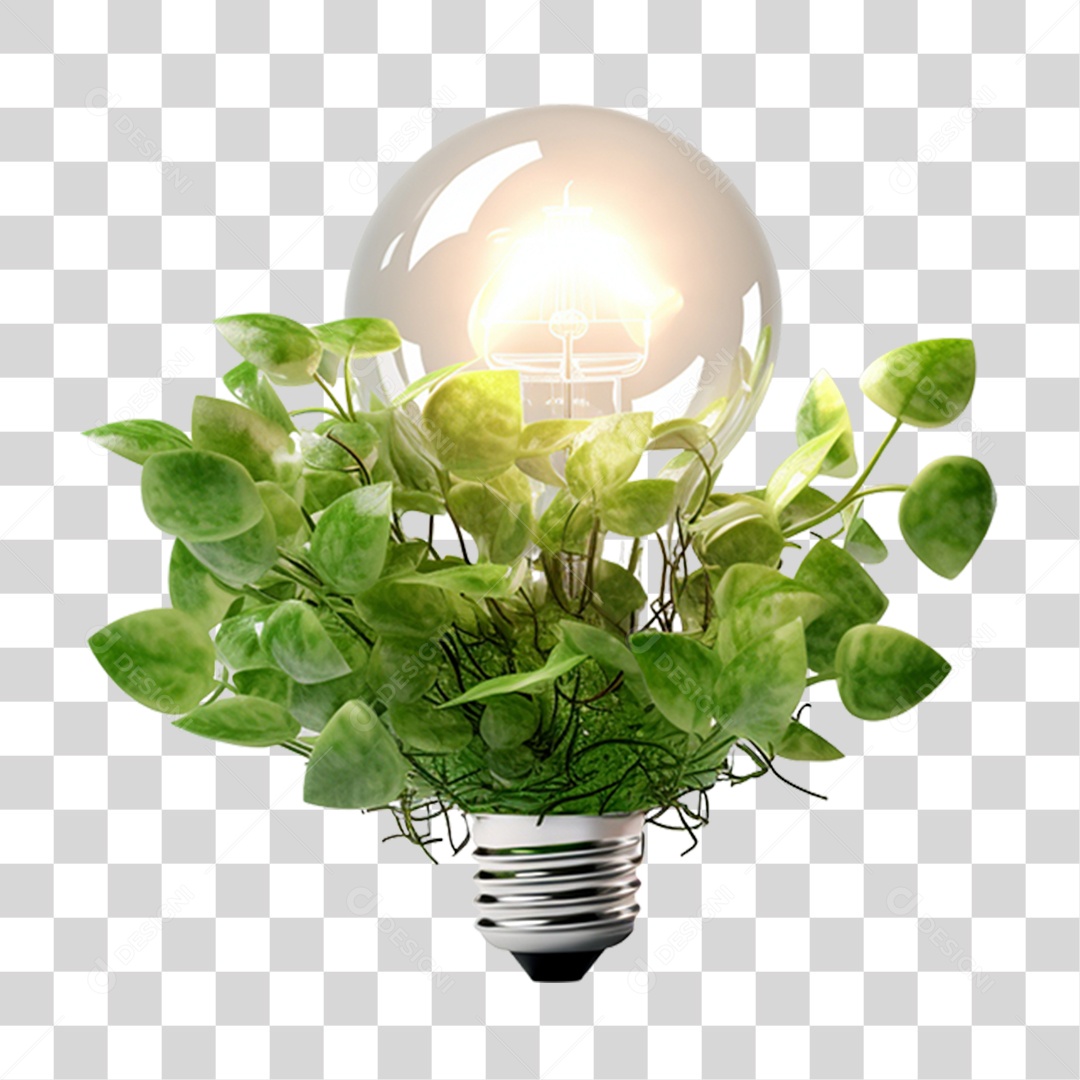 Lâmpada com Planta Dentro PNG Transparente