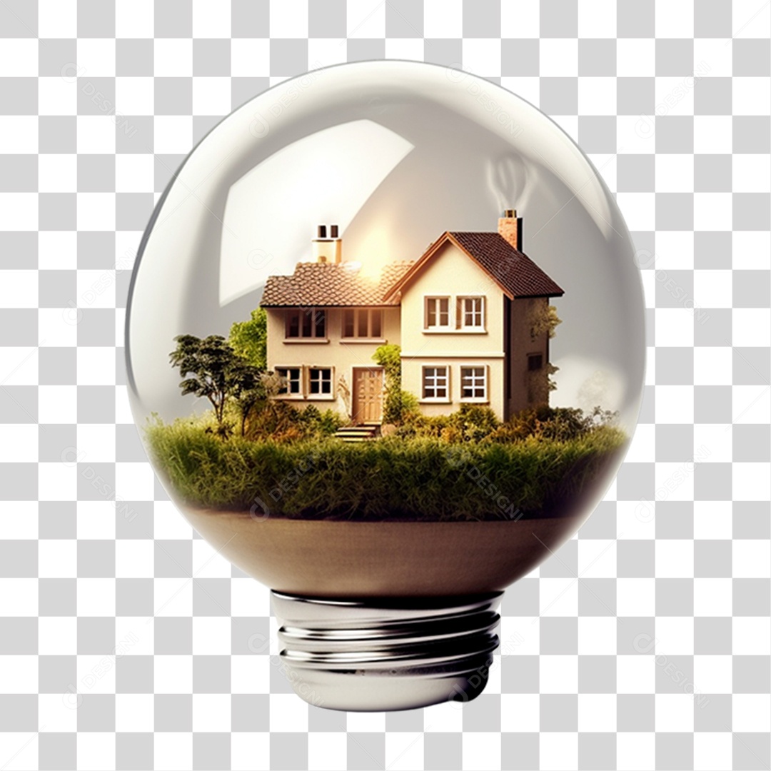 Lâmpada com Casa Dentro PNG Transparente