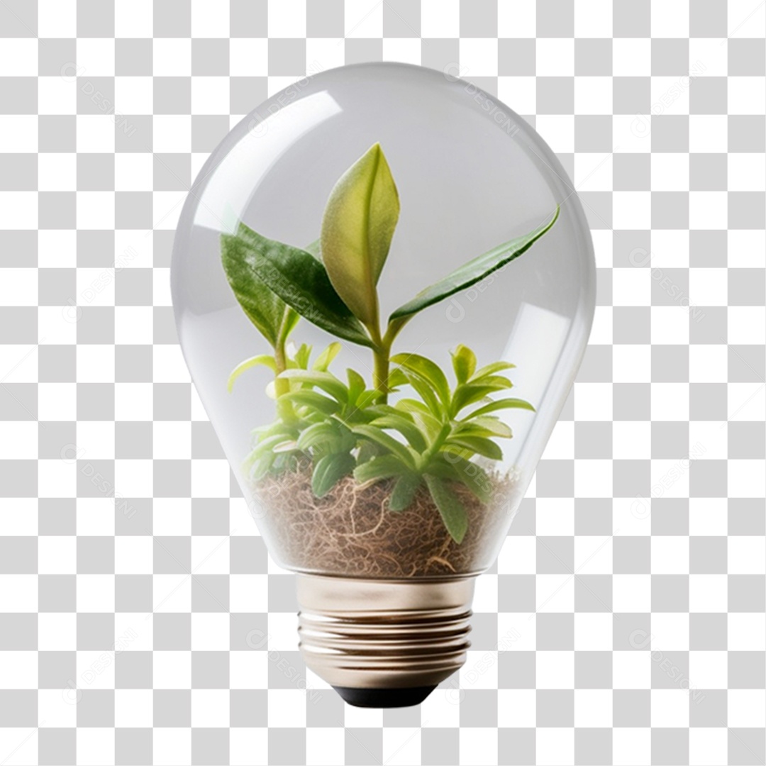 Lâmpada com Planta Dentro PNG Transparente