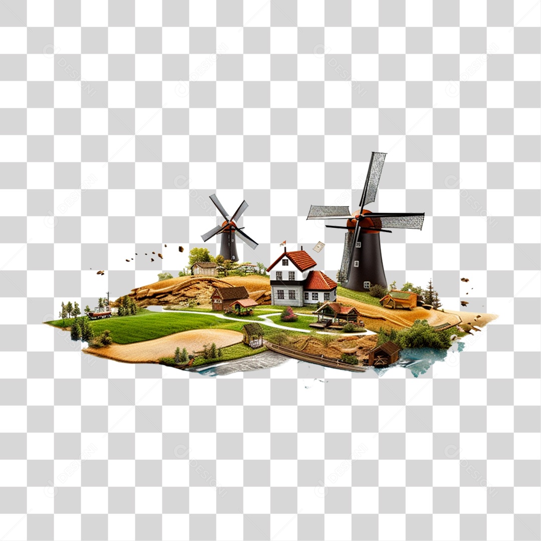 Meio Ambiente Planeta Ilha Moinho de Vento PNG Transparente