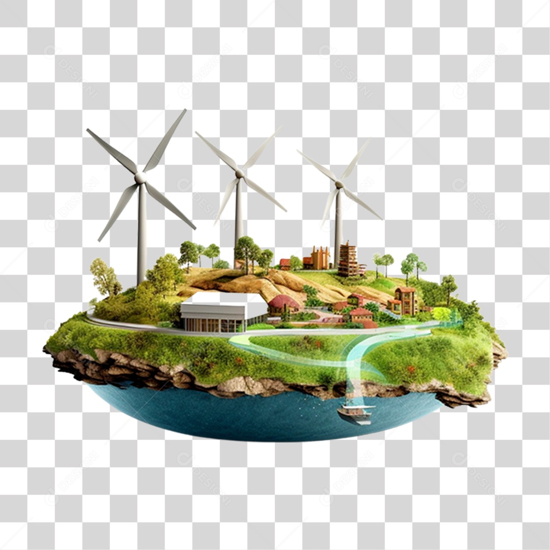 Meio Ambiente Planeta Ilha Moinho de Vento PNG Transparente