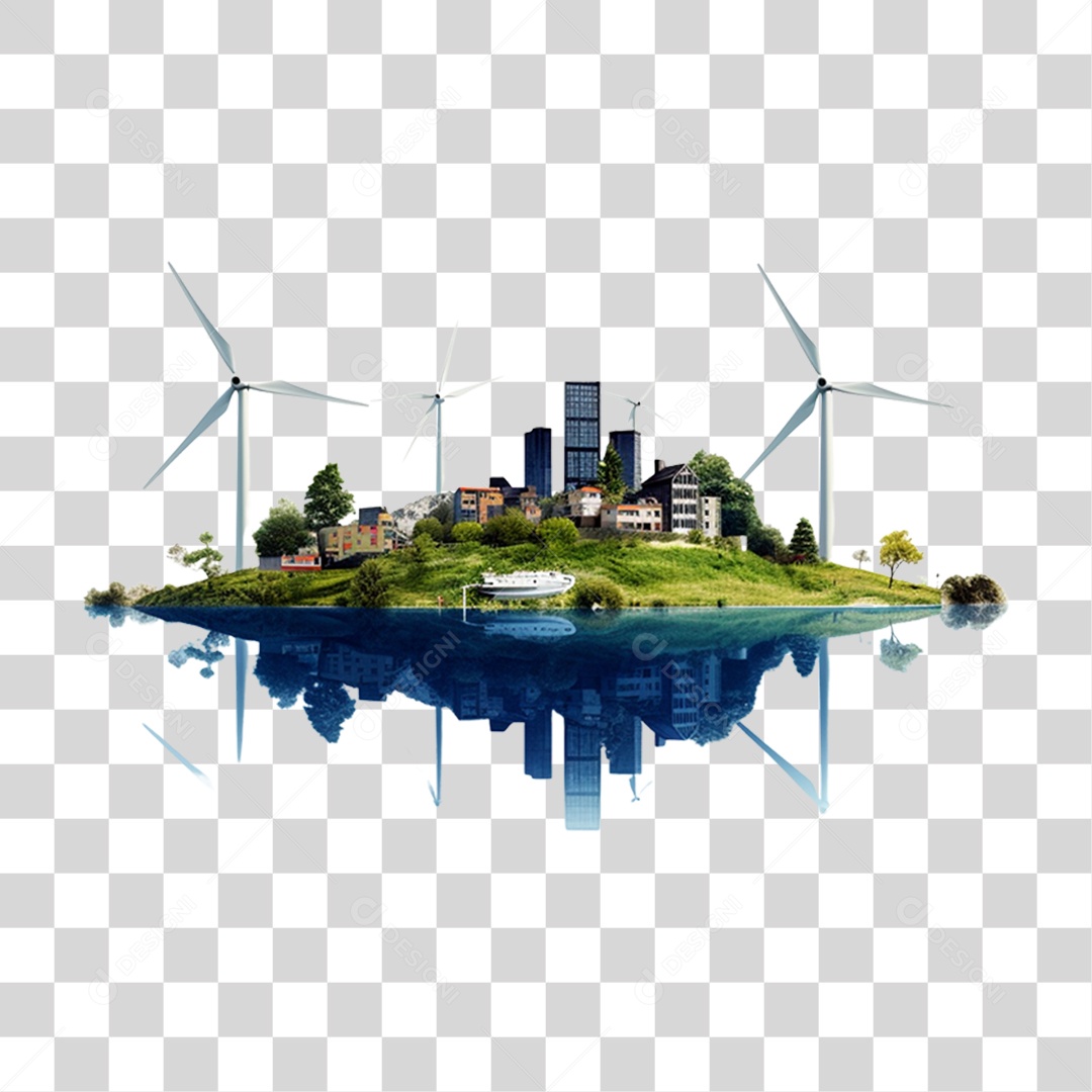 Meio Ambiente Planeta Ilha Moinho de Vento PNG Transparente