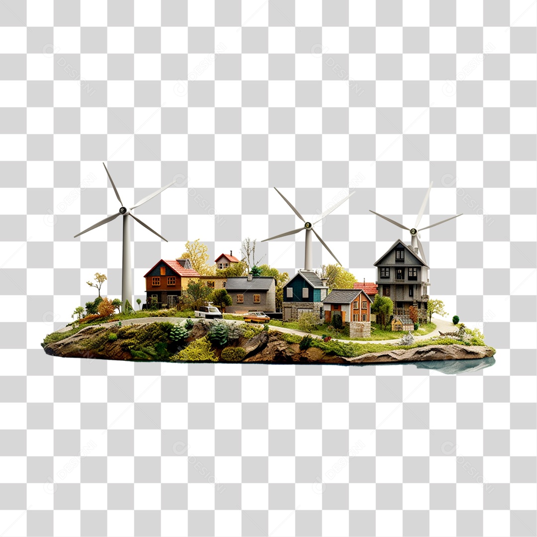 Meio Ambiente Planeta Ilha Moinho de Vento PNG Transparente