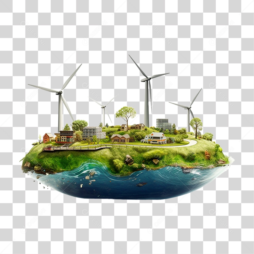 Meio Ambiente Planeta Ilha Moinho de Vento PNG Transparente