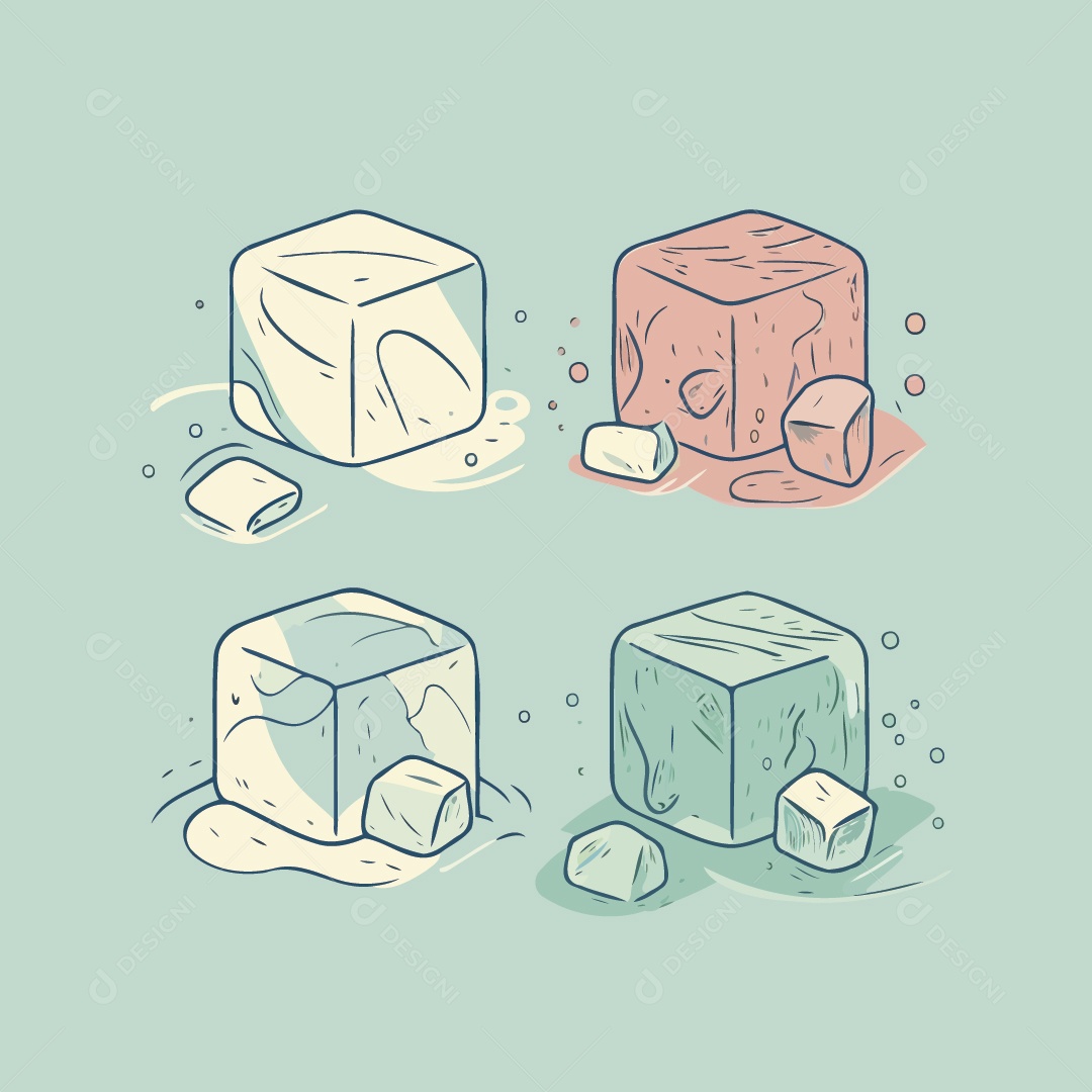 Cubos de Gelo Ilustração Vetor EPS