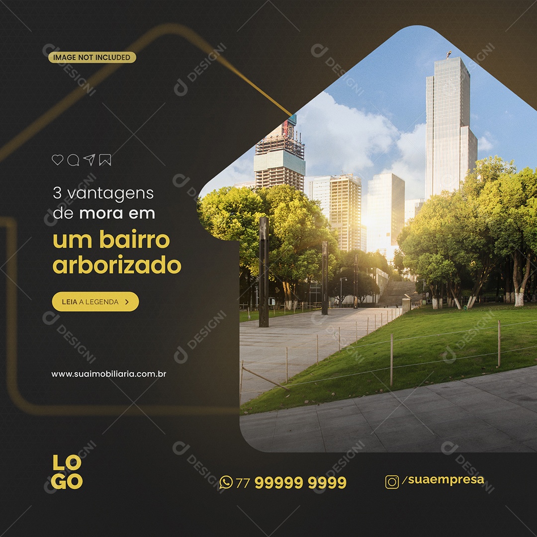 Um Bairro Arborizado Imobiliária Social Media PSD Editável