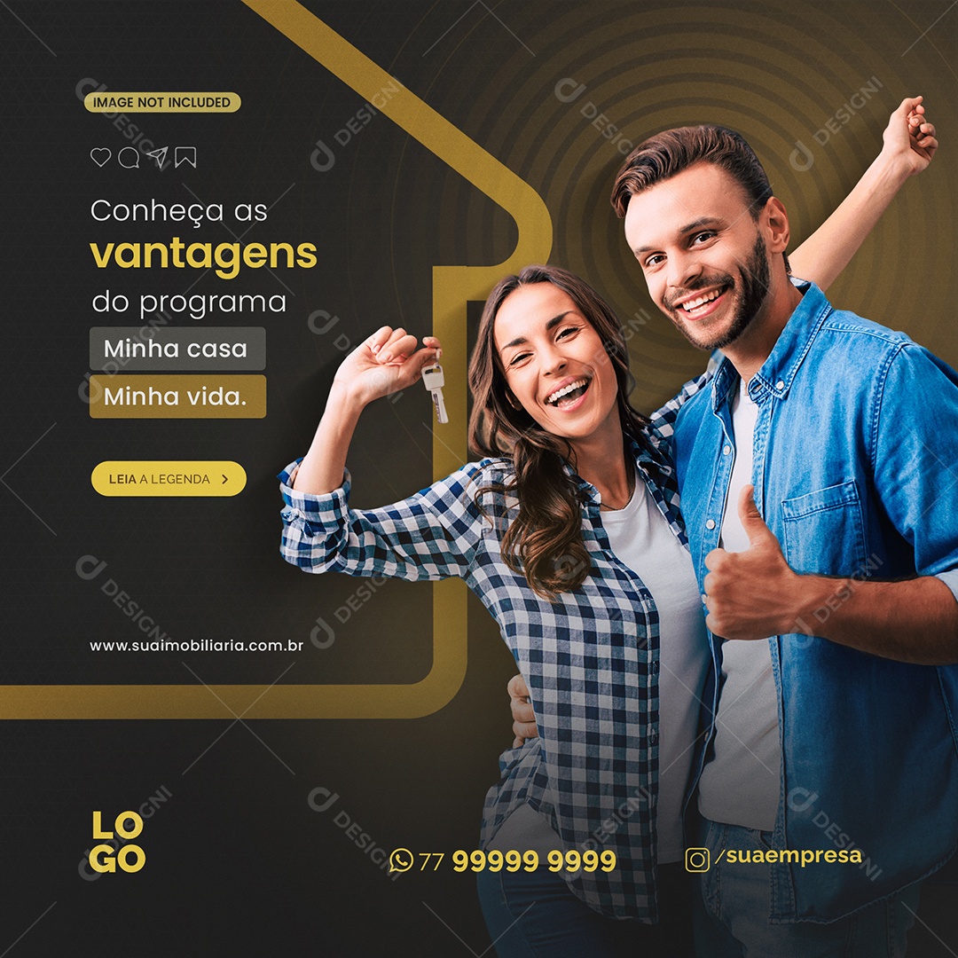 Vantagens Imobiliária Social Media PSD Editável