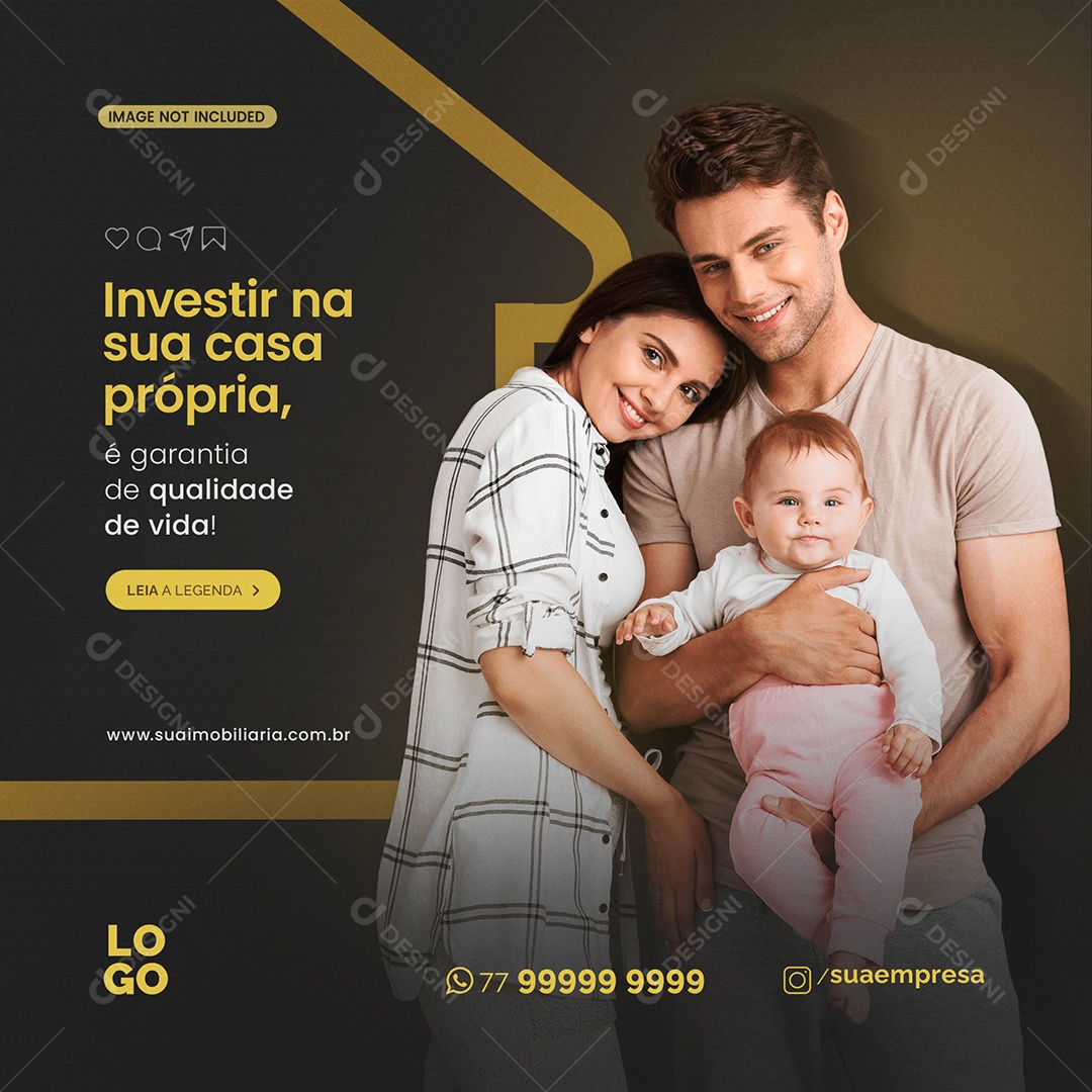 Investir na Sua Casa Própria Imobiliária Social Media PSD Editável