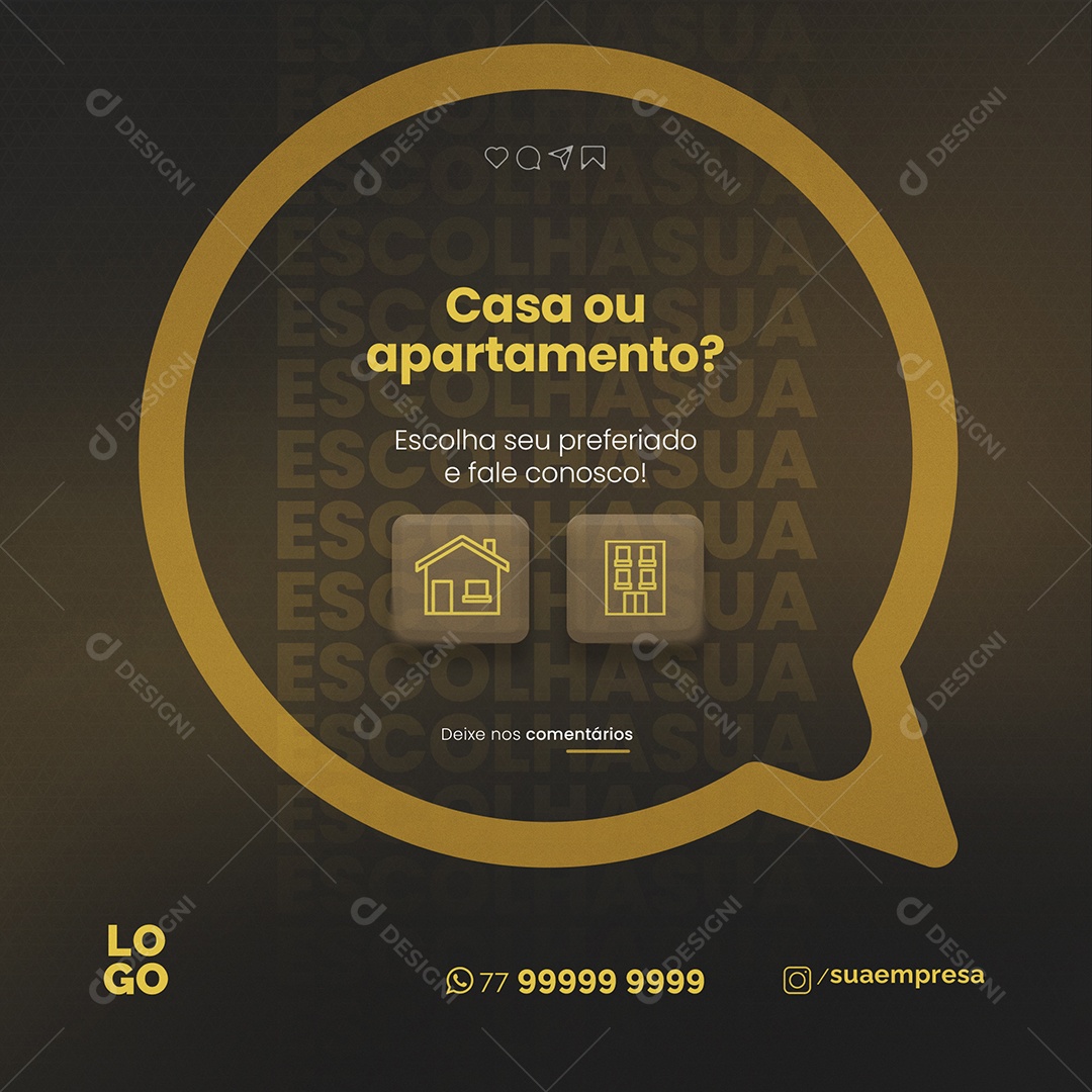 Casa ou Apartamento Imobiliária Social Media PSD Editável