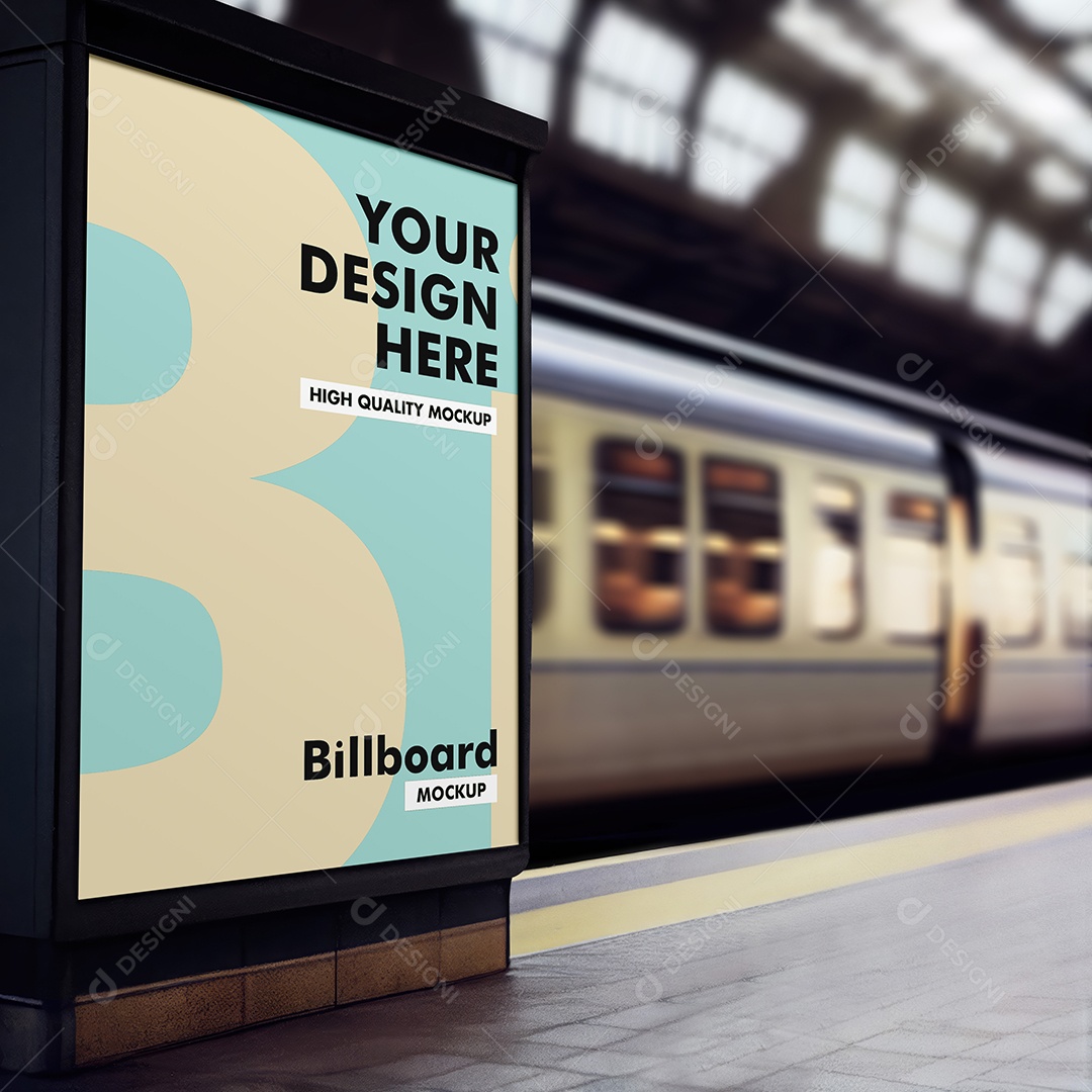 Mockup Estação de Trem Outdoor PSD Editável