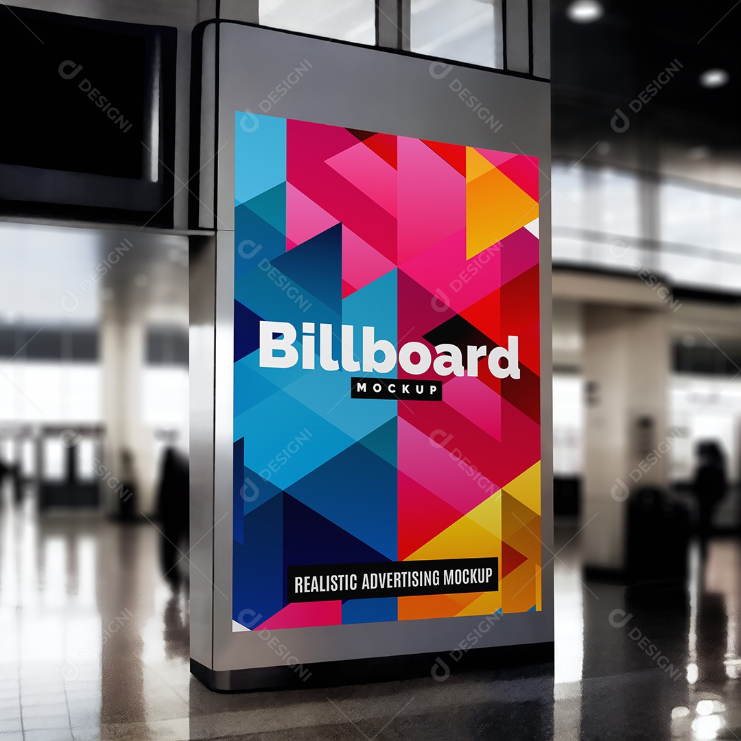 Mockup Propaganda em Painel Publicitário em Estação PSD Editável