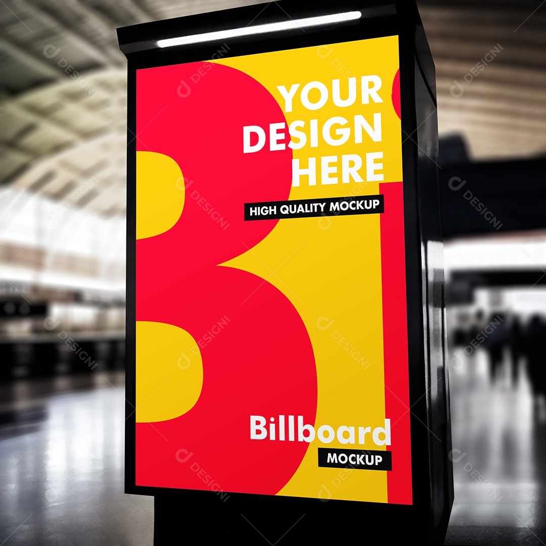 Mockup Painel Publicitário em Estação de Trem PSD Editável