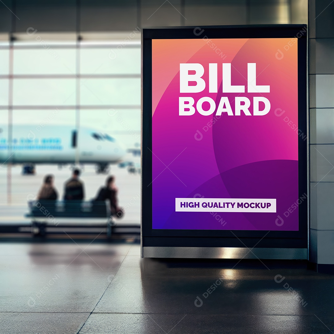 Mockup Outdoor Publicitário no Aeroporto PSD Editável