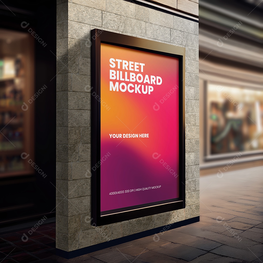 Mockup Outdoor Publicitário na Calçada PSD Editável