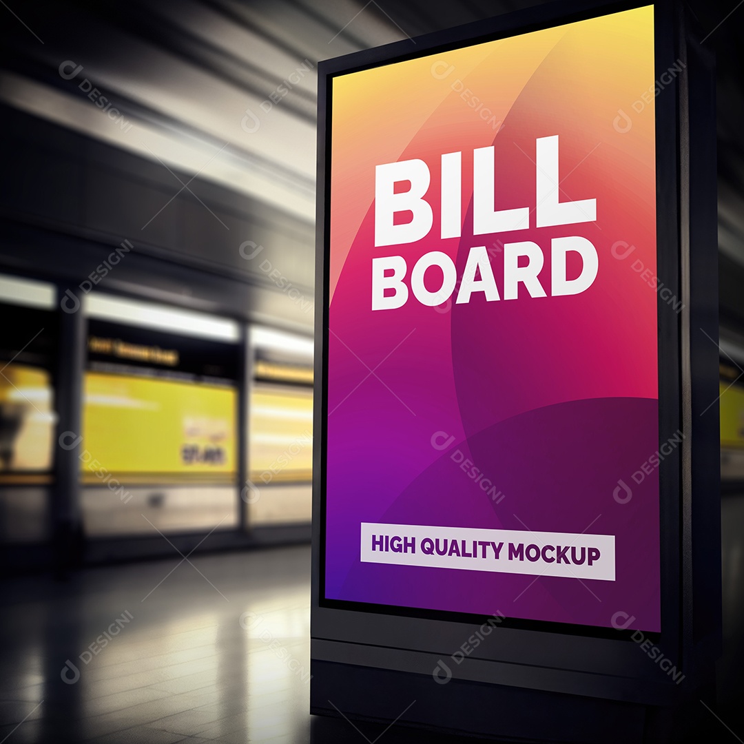 Mockup Outdoor Publicitário com Fundo Desfocado PSD Editável