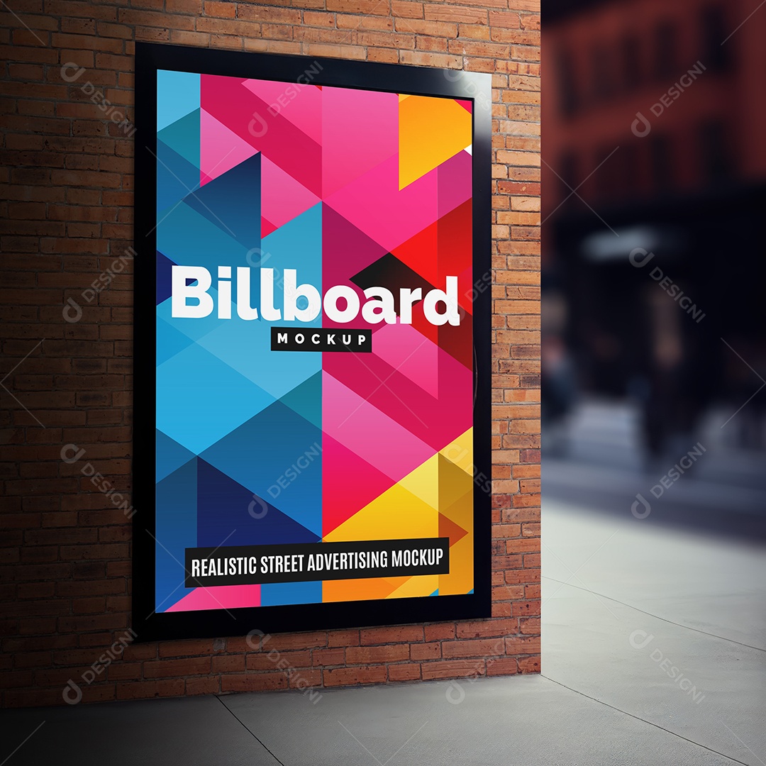 Mockup de Outdoor Publicitário na Calçada PSD Editável