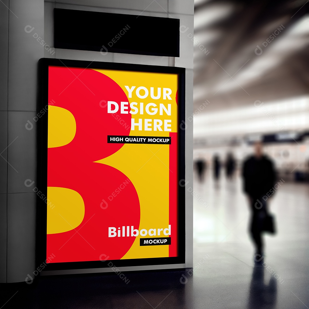 Mockup de Outdoor Publicitário em Um Fundo de Estação de Trem PSD Editável