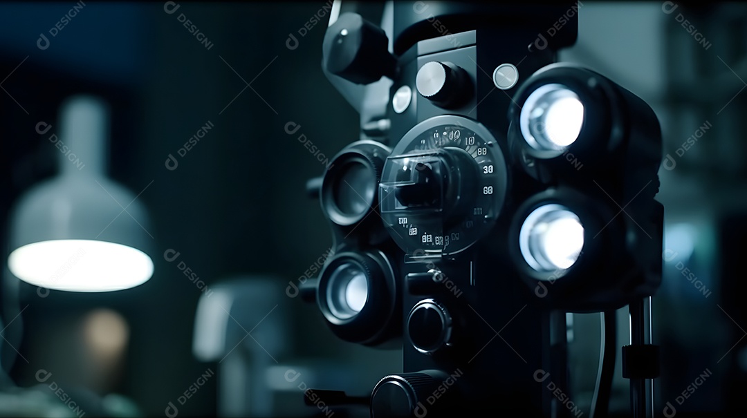 Detalhes de um aparelho oftalmoscópio