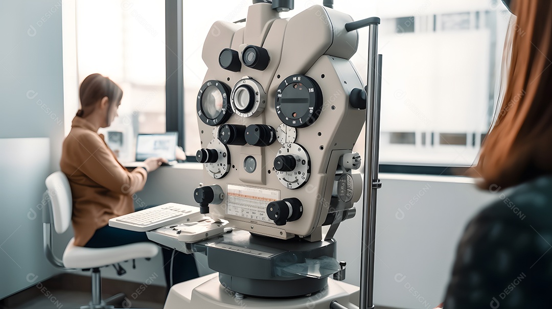 Mulher técnica de óptica oftalmologista