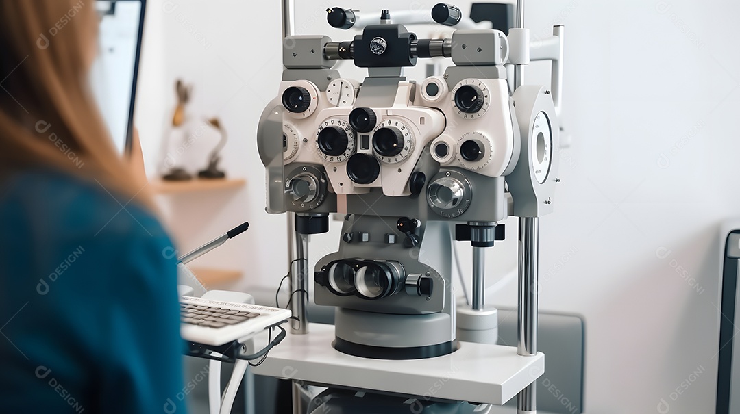 Mulher técnica de óptica oftalmologista