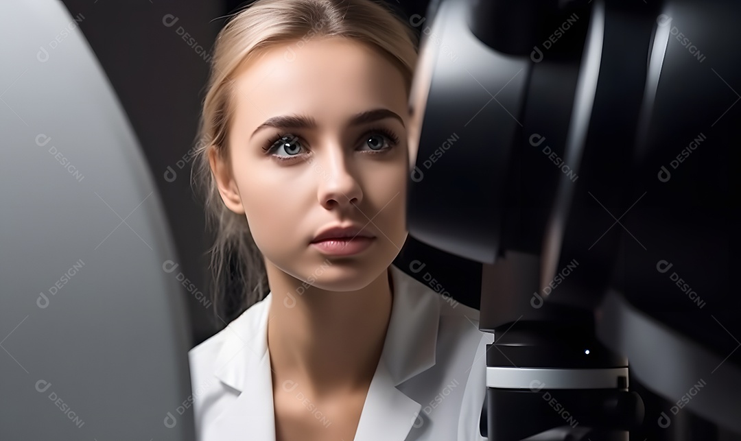 Mulher técnica de óptica oftalmologista