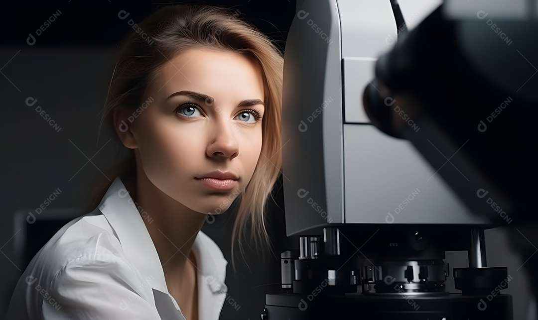 Mulher técnica de óptica oftalmologista