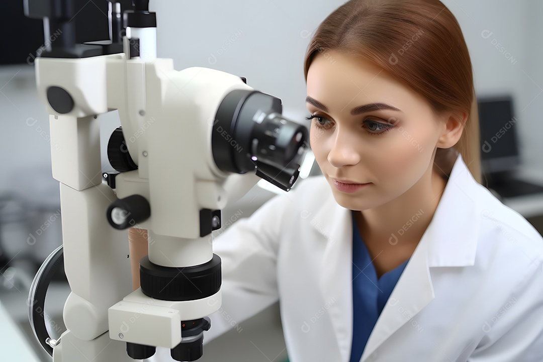 Mulher técnica de óptica oftalmologista