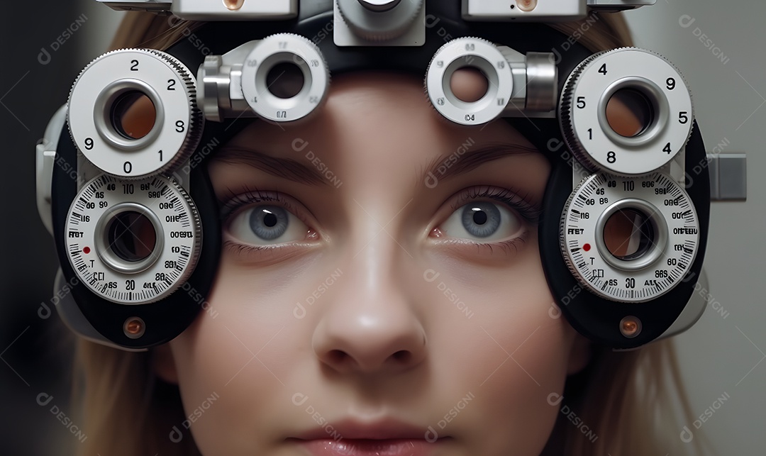 Mulher técnica de óptica oftalmologista